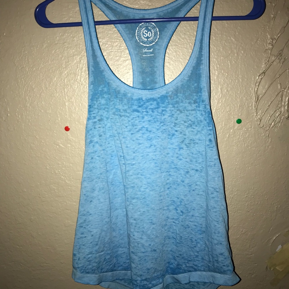 Sheer light blue tank